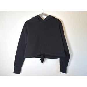 Shefit Luxe Comfort Cinch Crop Hoodie Black Athleisure Pullover Thumbholes Small